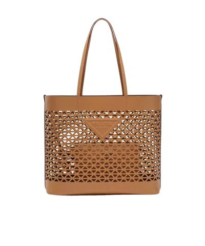 PRADA LOGO-PERFORATED TOTE BAG