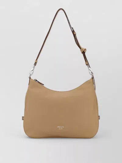 Prada Large Leather Fold Shopping Shoulder Bag In Brown