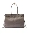 Prada Womens Grey Brand-plaque Large Leather Shoulder Bag In Gray