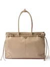 Prada Large Leather Handbag In Neutrals