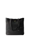 Prada Large Leather Shopping Bag In Nero