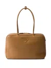 Prada Large Leather Top-handle Bag In Caramel