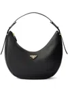 Prada Rounded Shoulder Bag With Gold-tone Hardware In Black
