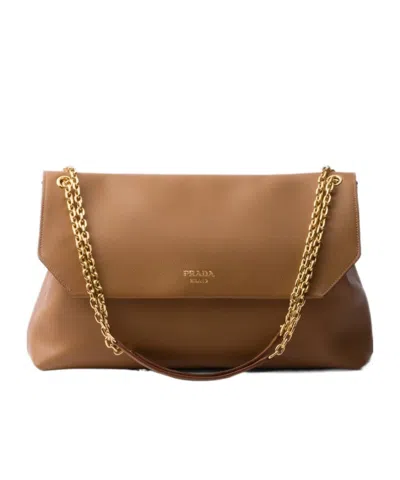 PRADA LARGE LEATHER SHOULDER BAG