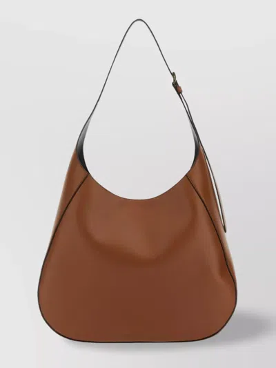 Prada Large Leather Shoulder Bag With Adjustable Strap In Cognacnero