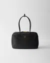 Prada Large Re-nylon And Leather Top-handle Bag In Black