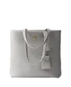 Prada Large Leather Tote Bag In Granite Gray