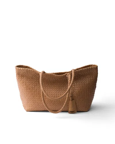 Prada Grosse Tote Bag Aus Leder In Brown