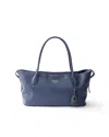Prada Ouvert Large Leather Tote Bag In Blue