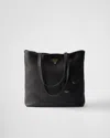 Prada Large Leather Tote Bag In Black