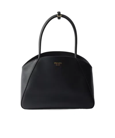 Prada Borsa Shopping In Pelle Nera Donna In Black