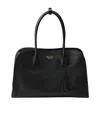 Prada Large Leather Tote Bag In Black