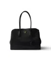 Prada Large Shopping Bag In Black Leather In Black
