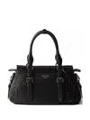 Prada Large Leather Tote Bag In Black