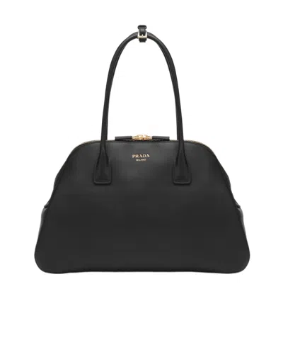 PRADA PRADA LOGO DETAILED ZIPPED TOTE BAG