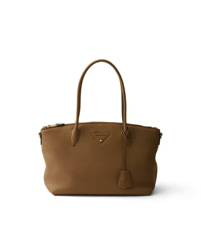 Prada Grosse Tote Bag Aus Leder In Brown