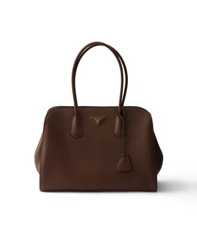 Prada Grosse Tote Bag Aus Leder In Brown