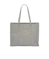 Prada Large Antique Nappa Leather Tote In Gray