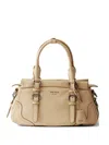 Prada Large Leather Tote Bag In Neutral