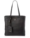 Prada Black Triangle Logo Tote Bag In Black