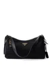 Prada Aimee Large Re-nylon And Leather Shoulder Bag With Padlock In Black