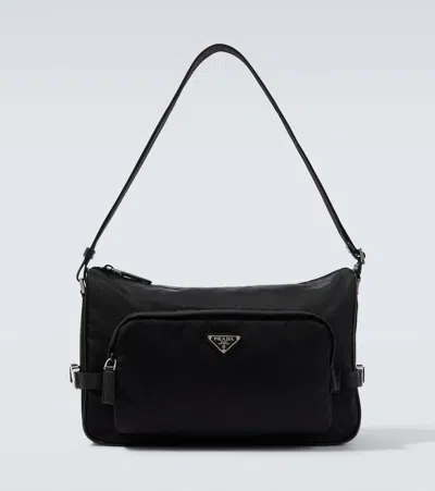 Prada Large Leather-trimmed Shoulder Bag