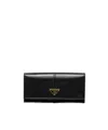 Prada Large Leather Wallet In Black