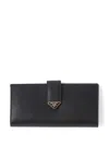 Prada Logo-plaque Snap-fastening Wallet In Black