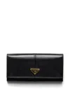 Prada Large Leather Wallet In Black