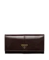 Prada Large Leather Wallet In Brown