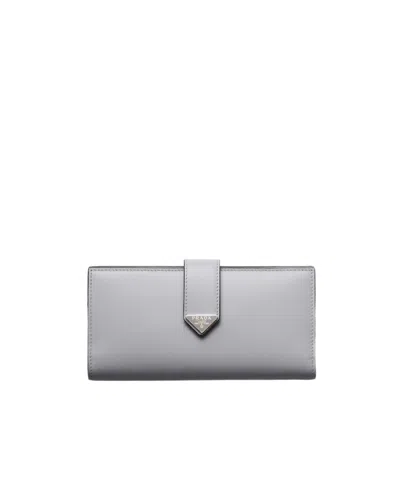 Prada Large Leather Wallet In Wisteria