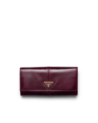 Prada Large Leather Wallet In Red