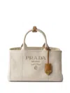 Prada Large Linen Blend Handbag In Neutrals