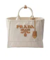 Prada Womens Neutral Brand-typography Large Linen-blend Tote Bag In Neutral Color
