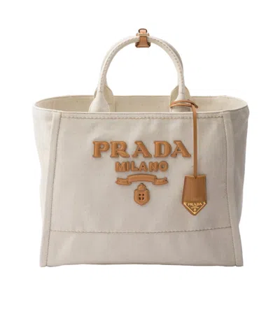 PRADA PRADA LOGO-APPLIQUÉ LARGE TOP HANDLE BAG