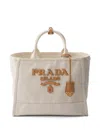 Prada Womens Neutral Brand-typography Large Linen-blend Tote Bag In Neutrals
