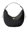 Prada Rounded Shoulder Bag With Gold-tone Hardware In Black