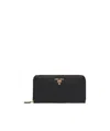Prada Large Logo Plaque Wallet In Black