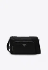 Prada Large Messenger Bag With Triangle Logo In Black