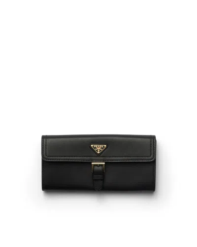 Prada Large Nappa Leather Wallet In Black