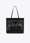 Prada Large Perforated Leather Tote Bag In Black