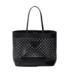 Prada Large Perforated Leather Tote Bag In Black