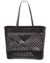 Prada Large Perforated Leather Tote In Black
