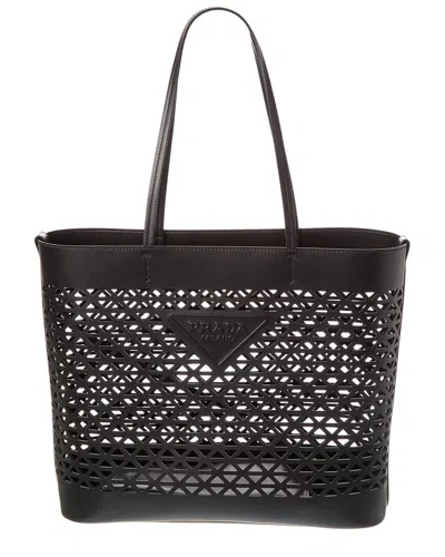 バッグ PRADA Black Perforated Leather Tote Bag Prada City Perforated Leather Tote Bag - Bergdorf Goodman