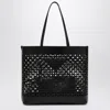 Prada Large Black Perforated Leather Shopping Bag Women In Black