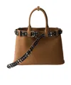 Prada Large Buckle-detail Tote Bag In Caramel/black
