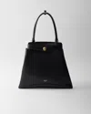 Prada Etude Buckle Leather Shoulder Bag In Black