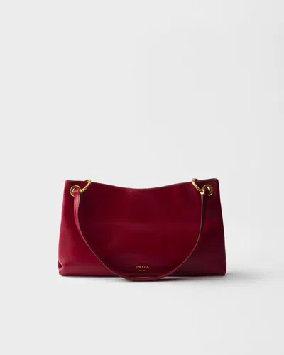 Prada Large  Etude Leather Shoulder Bag In Red