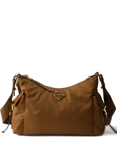 Prada Large Re-nylon And Leather Explore Shoulder Bag In Brown