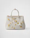 Prada Large Galleria Saffiano Leather Handbag In White/sunshine Yellow